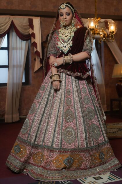 Light Pink Bridal Lehenga with Heavy Zari Work