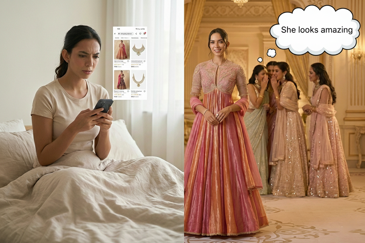 A confident looking women in traditional Indain attire