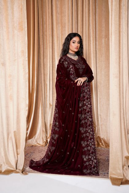 Red Silk Blend Suit Set with Heavy Zari Work
