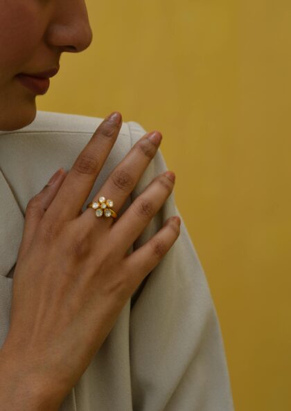 Gold-Plated Statement Ring for Weddings & Parties